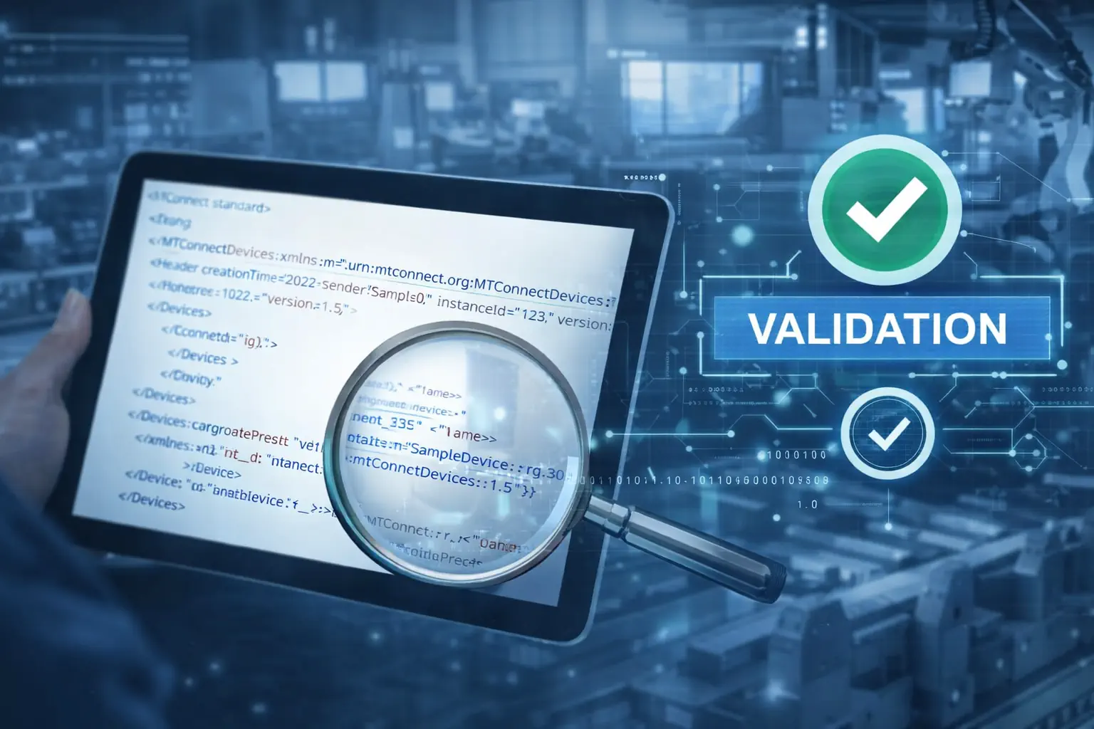 MTConnect validation dashboard highlighting stream checks